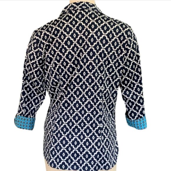 Allison Daley Women's Button Front Shirt Contrast Trim Sz 8 #3D - Picture 5 of 8